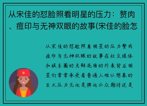 从宋佳的怼脸照看明星的压力：赘肉、痘印与无神双眼的故事(宋佳的脸怎么了)